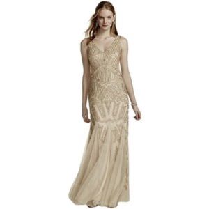 *final price* Arianna Papell beaded gown champagne
