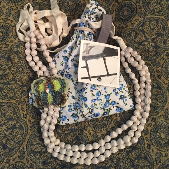 Anthropologie Silk Belt with Sequin Butterfly