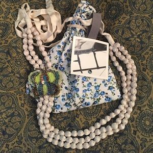 Anthropologie Silk Belt with Sequin Butterfly