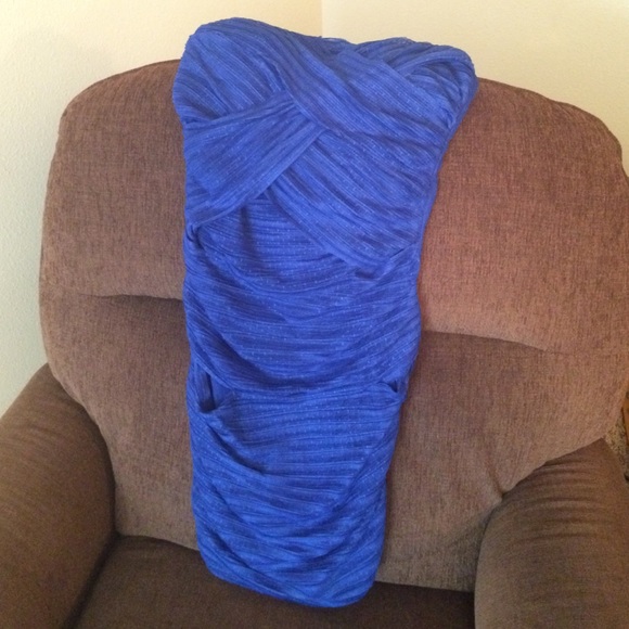 Strapless blue dress