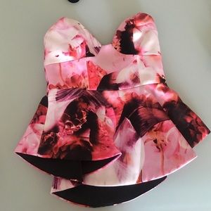 Strapless Floral Top