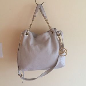MK cream leather bag with gold hardware