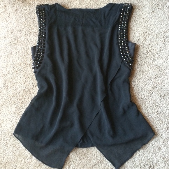 Bebe black top with sheer back - Picture 2 of 4