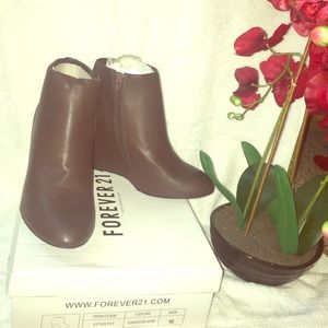 Brown heeled booties