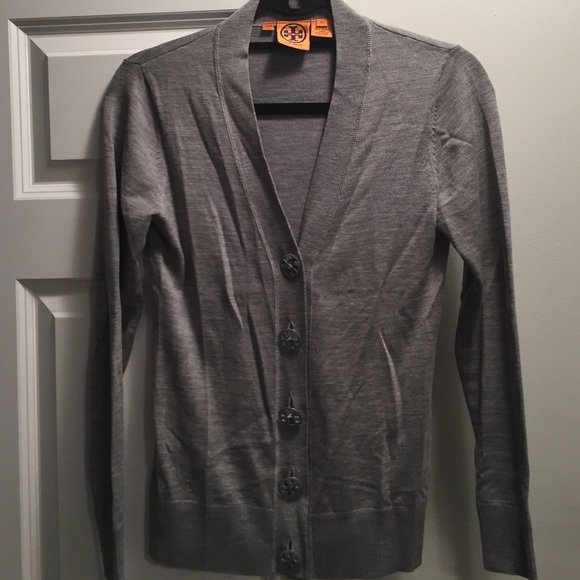 Tory Burch merino wool gray cardigan
