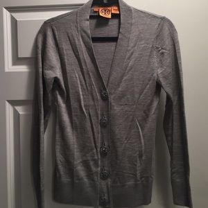 Tory Burch merino wool gray cardigan