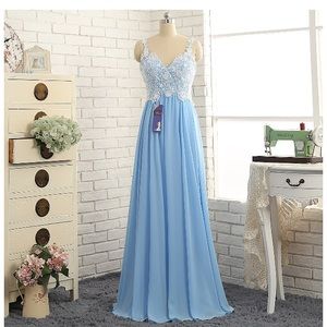 Evening Prom Dress Long Chiffon Lace Appliques