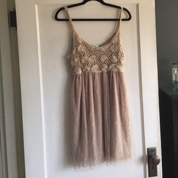 pinky lace crochet dress