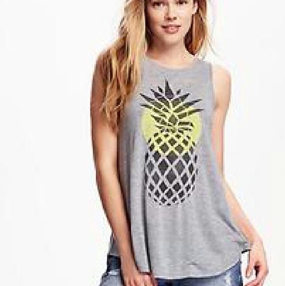 Tops - Pineapple Graphic High Neck Tank