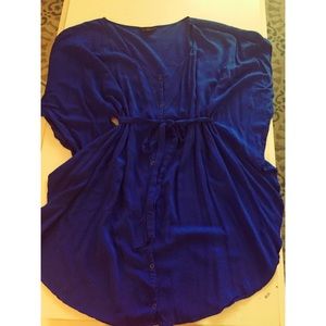 Blue Flutter Side Dress with Tie around waist