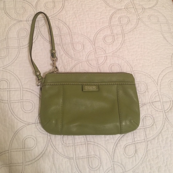 olive green coach wristlet