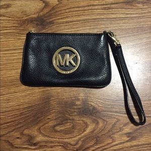 Michael Kors Black Leather Wristlet