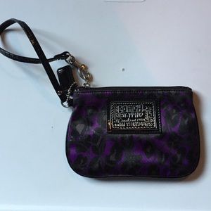 Purple cheetah wristlet