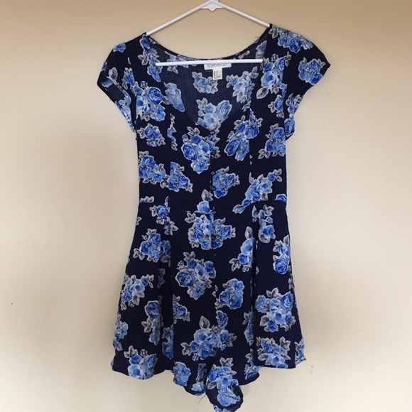 Forever 21 blue floral romper - Picture 1 of 2