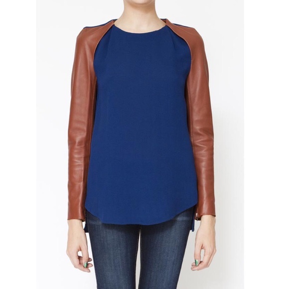 PHILLIP LIM leather sleeve top