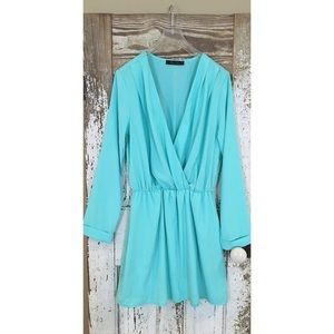 Honey Punch Turquoise V Neck Dress
