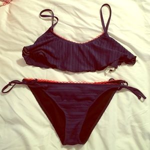 Splendid navy crochet with red trim bikini