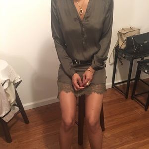 Olive green silk tunic