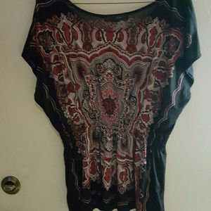 Black silk mandala print top