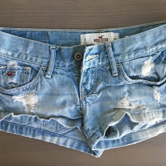 Hollister light denim distressed shorts