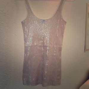 Express Sexy Basic Rose Gold Sequin Tank