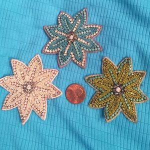 Anthropologie 3 Beaded Jewel Hair Clips