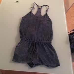 Jean color/velour romper