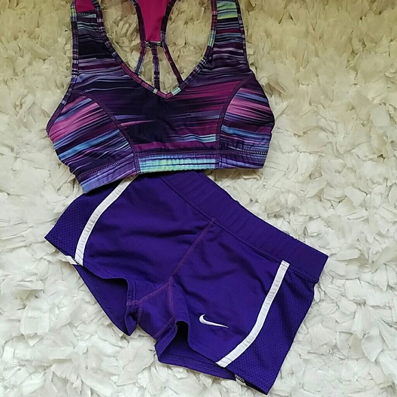 Purple Nike compression shorts