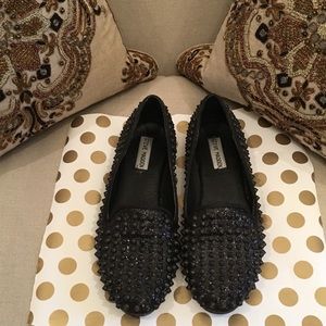 Steve Madden 9 Black Sparkle and Stud Loafers