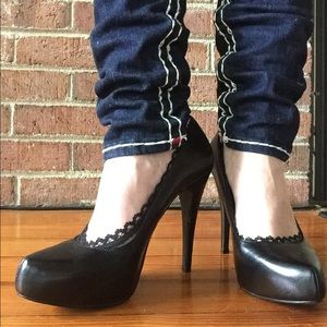 Michael Shannon Classic Pointed Toe Blk Pumps 7.5