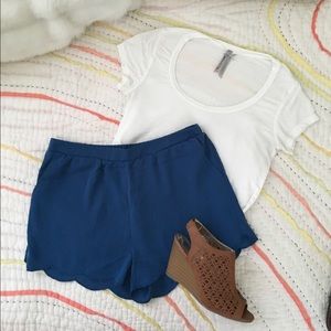 Royal blue scalloped shorts
