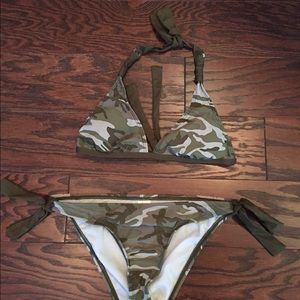 Splendid Camo Olive Green Bikini Set - Size Small