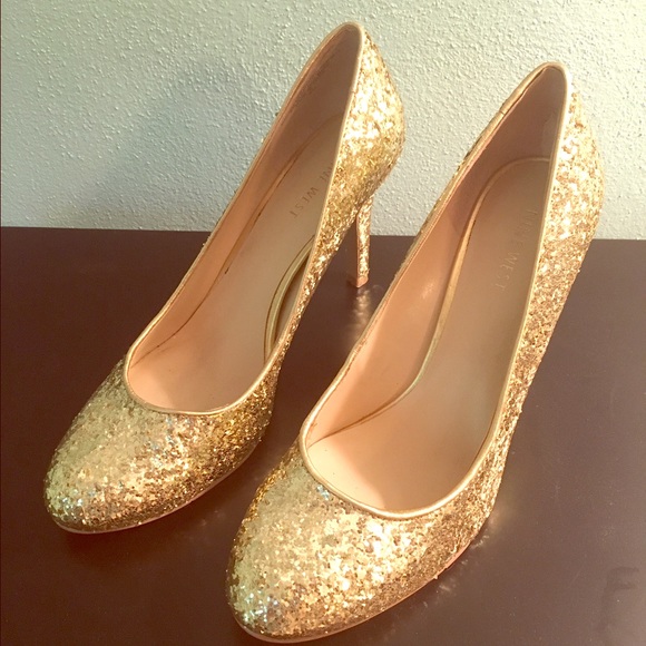 nine west gold glitter heels