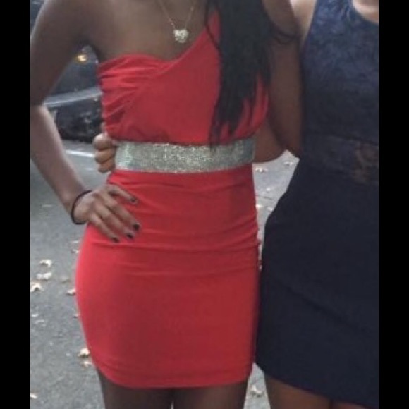 Slinky red semi formal mini dress