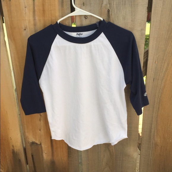 Navy and white baseball tee