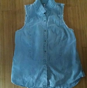 Free People Chambray Sleeveless Shirt