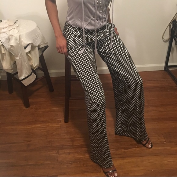 Patterned Wide-leg Silk Trousers