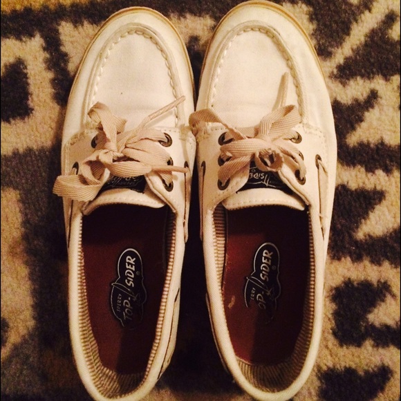 White canvas Sperry Top Siders - Picture 1 of 4