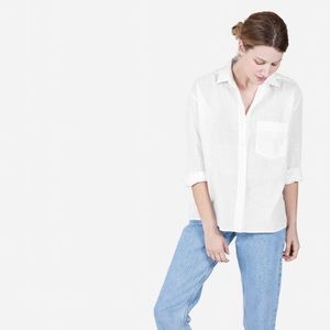 Everlane white cotton linen button down XS
