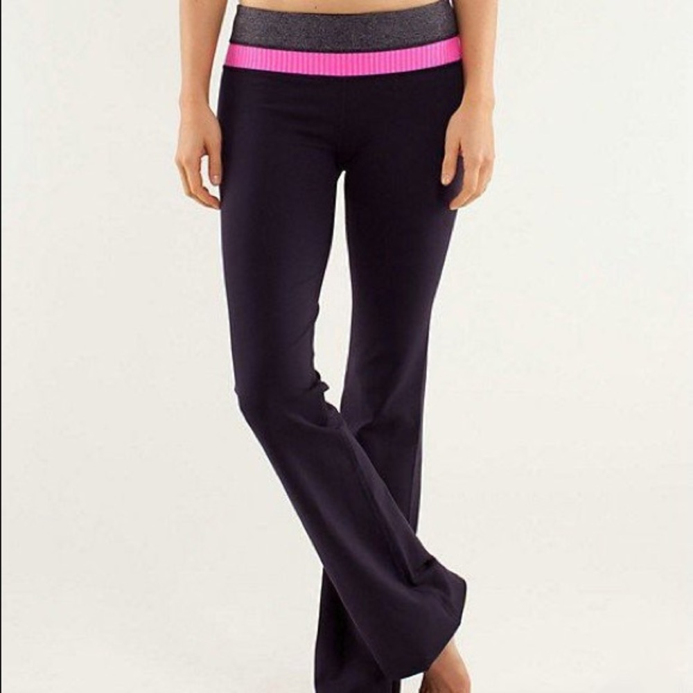 Lululemon Purple Yoga Pant with Pink/GreyWaistband
