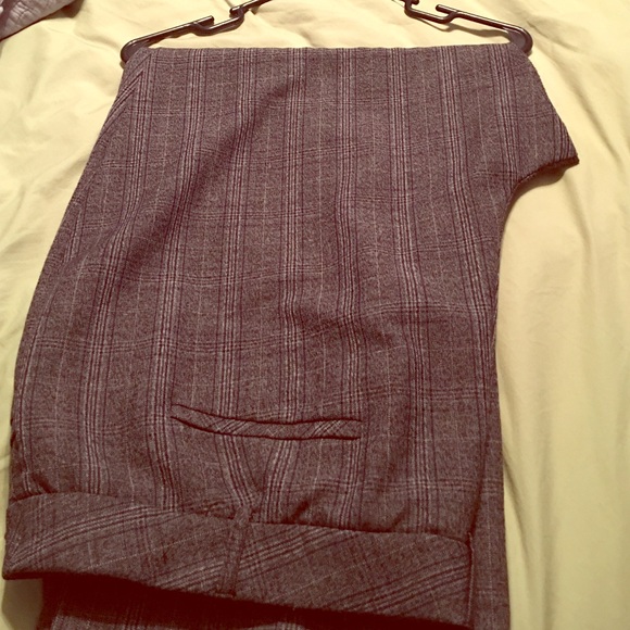 Dress Barn gray and navy striped pants.