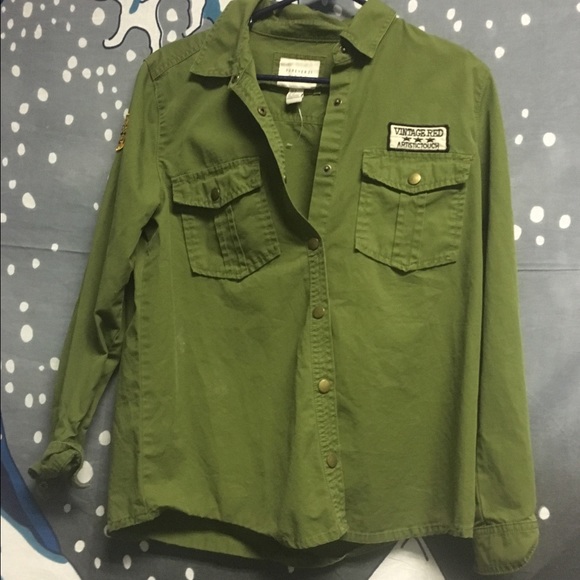 Vintage trendy long sleeve army shirt