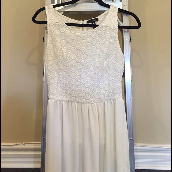 Aqua, white knit/chiffon dress