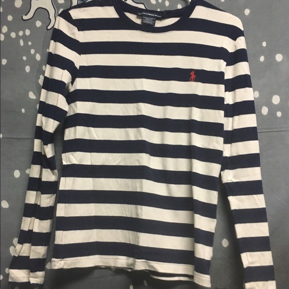 Navy striped Ralph Lauren long sleeve polo