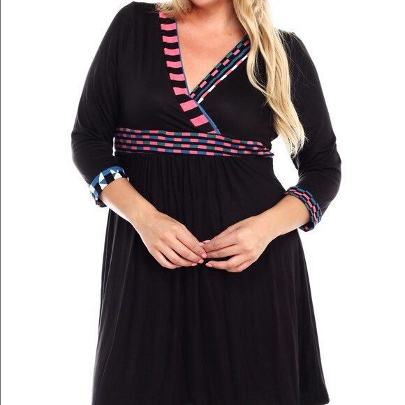 "Plus" A-Line Pastel Detail Dress - Picture 2 of 4