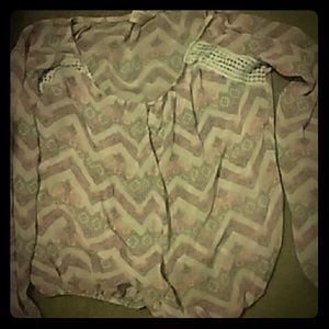 Coral chevron long sleeve