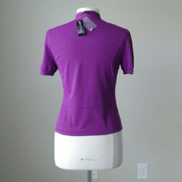 Short sleeve tie front purple pink cover up - Picture 3 of 4