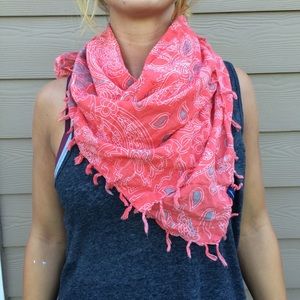 Pink/Orange Color, Patterned Scarf