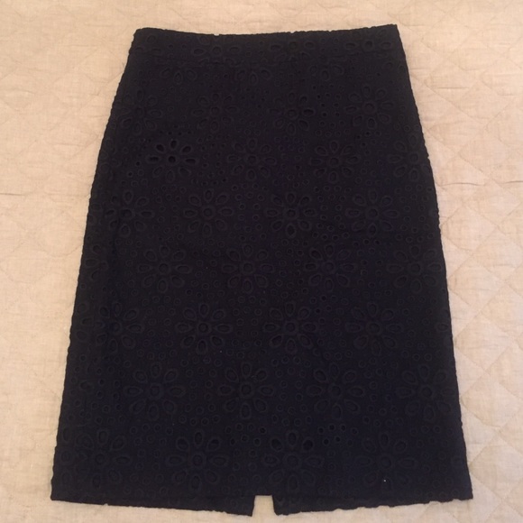 J.Crew Navy Eyelet Pencil Skirt