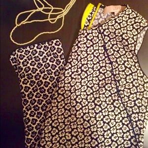 LOFT black and white floral sheath dress